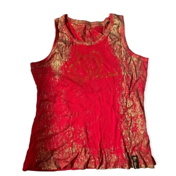 Y2k old skool embellished gold tank - Picture 1 of 3